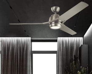 JS-LXR Modern AC 60” Ceiling Designer Fans with Light 9407-Brushed Nickel Motor & Silver Blades