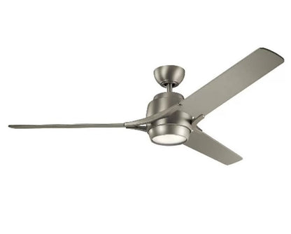 JS-LXR Modern AC 60” Ceiling Designer Fans with Light 9407-Brushed Nickel Motor & Silver Blades