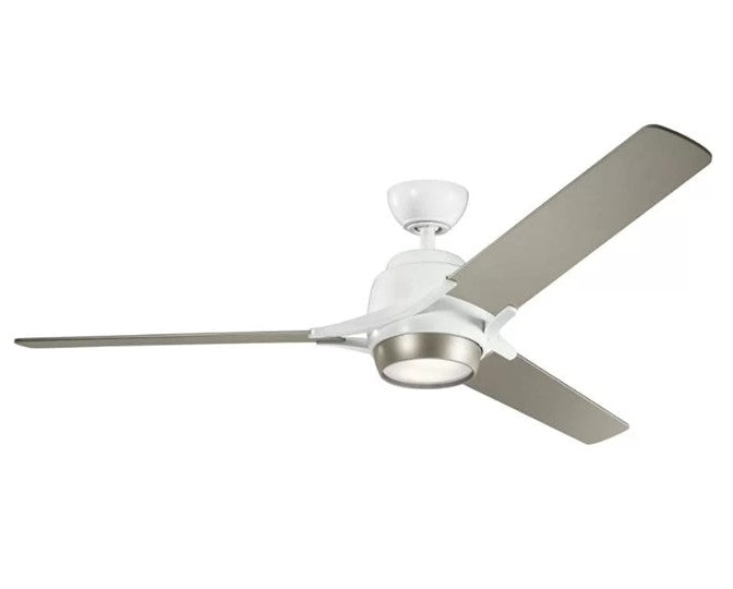 JS-LXR Modern AC 60” Ceiling Designer Fans with Light 9415-White Motor & Silver Blades