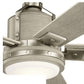 JS-LXR Modern AC 52” Ceiling Designer Fans with Light 9418-Brushed Nickel Motor & Weathered White Wooden Blades