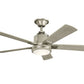 JS-LXR Modern AC 52” Ceiling Designer Fans with Light 9418-Brushed Nickel Motor & Weathered White Wooden Blades