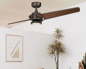 JS-LXR Modern BLDC 56” Ceiling Designer Fans with Light 9419-Olde Bronze Motor & Oil Rubbed Bronze Blades