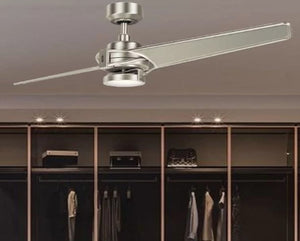 JS-LXR Modern BLDC 56” Ceiling Designer Fans with Light 9420-Brushed Nickel Motor & Champagne Blades