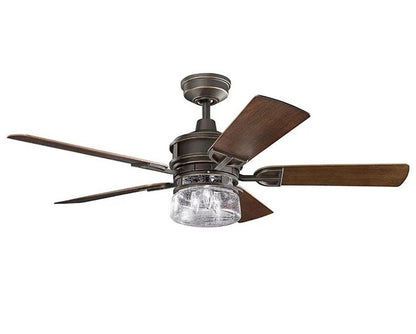 JS-LXR Modern AC 52” Ceiling Designer Fans with Light 9422-Olde Bronze Motor & Walnut / reverse Dark Walnut Blades