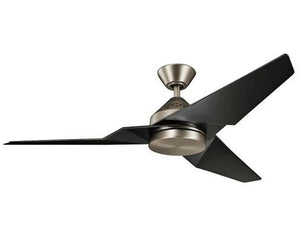 JS-LXR Modern AC 60” Ceiling Designer Fans with Light 9425-Antique Pewter Motor & Satin Black Blades