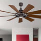 JS-LXR Modern BLDC 65” Ceiling Designer Fans with Light 9430-Weathered Zinc Motor & Dark Walnut / Reverse Weathered White Walnut Blades