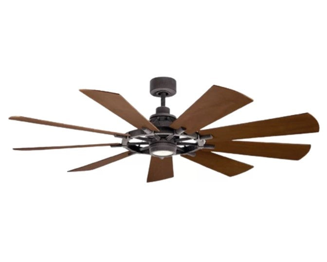 JS-LXR Modern BLDC 65” Ceiling Designer Fans with Light 9430-Weathered Zinc Motor & Dark Walnut / Reverse Weathered White Walnut Blades