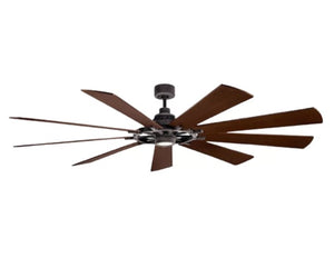 JS-LXR Modern BLDC 85” Ceiling Designer Fans with Light 9431-Weathered Zinc Motor & Dark Walnut / Reverse Weathered White Walnut Blades