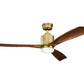 JS-LXR Modern AC 52” Ceiling Designer Fans with Light 9432-Natural Brass Motor & Cherry Blades