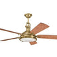 JS-LXR Classic AC 56” Ceiling Designer Fans with Light 9435-Cherry-Burnished Antique Brass Motor & Dark Oak