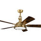 JS-LXR Classic AC 56” Ceiling Designer Fans with Light 9435-Walnut-Burnished Antique Brass Motor & Dark Oak