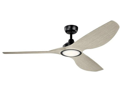 JS-LXR Modern DC 65” Ceiling Designer Fans with Light 9436-Satin Black Motor & Weathered White Walnut Blades