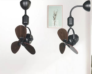 JS-LXR Modern BLDC 16" Wall/Ceiling Designer Fans CDM0001-Matt Black Motor & Walnut Blades Ceiling Cum Wall Fan