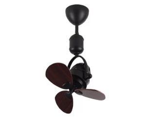 JS-LXR Modern BLDC 16" Wall/Ceiling Designer Fans CDM0001-Matt Black Motor & Walnut Blades Ceiling Cum Wall Fan