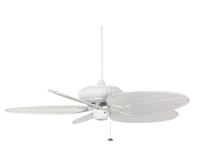 JS-LXR Tropical AC 52” Ceiling Designer Fans FA0046-White motor & Narrow Oval Composite bamboo Blades