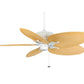 JS-LXR Tropical AC 52” Ceiling Designer Fans FA0076-White motor & Narrow Oval Composite Narural Palm Blades