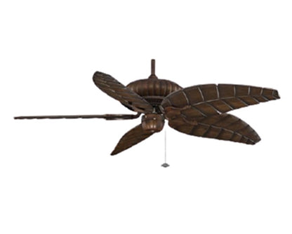 JS-LXR Tropical AC 52” Ceiling Designer Fans FA0086-Bronze motor & Oval Leaf carved wood Composite Palm Blades