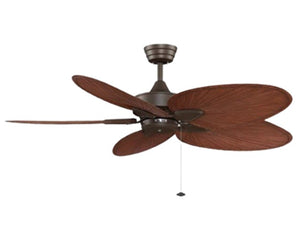 JS-LXR Tropical AC 52” Ceiling Designer Fans FA0087-Rust motor & Narrow Oval Composite Brown Palm Blades