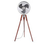 JS-LXR Modern 12" Floor Designer Floor Fans LE NNN05-Satin Nickel Blades & Walnut Wooden legs