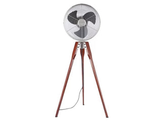 JS-LXR Modern 12" Floor Designer Floor Fans LE NNN05-Satin Nickel Blades & Walnut Wooden legs