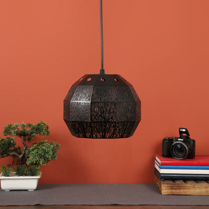 Black Metal Hanging Light-M-113-1P-BK-GD - Included Bulb