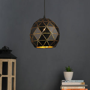 Black Metal Hanging Light - M-107-BK-GD - Included Bulb