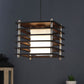 M-19-1LP-HL-Sq-Wooden Square Hanging Light White Glass