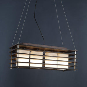 Brown Wood Hanging Light - M-19-4LP-HL-Rec - Included Bulb
