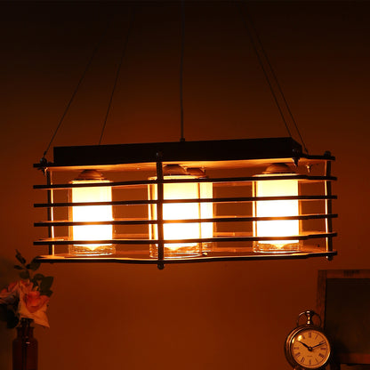 wooden Wood Hanging Light M-19-REC-NEW-DESIGN-4LP