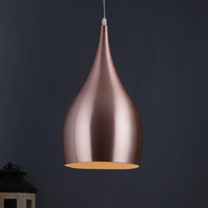 Copper  Metal Hanging Light - M-42-HL-Cop-Wh-Big - Included Bulb