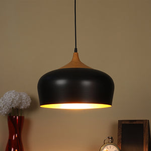 Black Metal Hanging Light - M-57-HL-BK-GD - Included Bulb