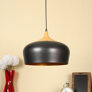 Black Metal Hanging Light - M-57-HL-BK-GD - Included Bulb