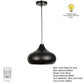 Frosted Lamps Black and Gold Metal Hanging Light -M-59-1LP-New - Included Bulbs