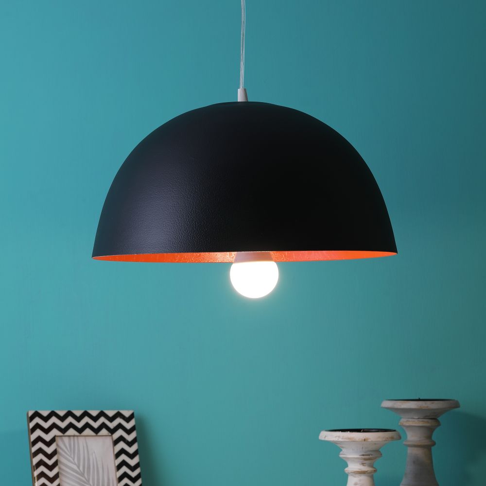 Black Metal Single Hanging Light - M-7-HL-BK-RED-BIG