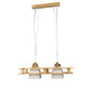 Hollow hangings  Light Brown Teak wood Hanging Light -M-77-2LP-Teak - Included Bulbs