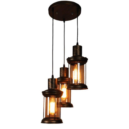 Fluorescent Brown Metal Hanging Light -M-78-3LP - Included Bulbs