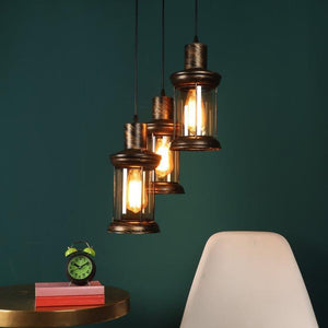 Fluorescent Brown Metal Hanging Light -M-78-3LP - Included Bulbs