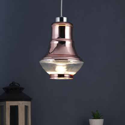 Copper Metal Single Hanging Light Clear Glass M-92-HL