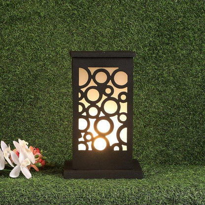 ELIANTE Black Aluminium Base Frost Glass Shade Gate Light - Me-90-Gl-Bk - Bulb Included