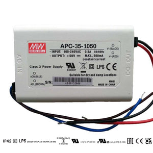 Mean well 11-33vx1.05a Constant Current Drivers APC-35-1050 IP42