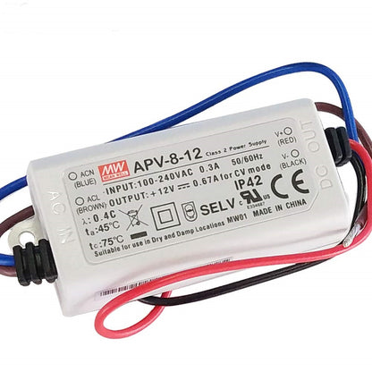 Mean well 12vx0.6a Constant Voltage Drivers APV-8-12 IP42