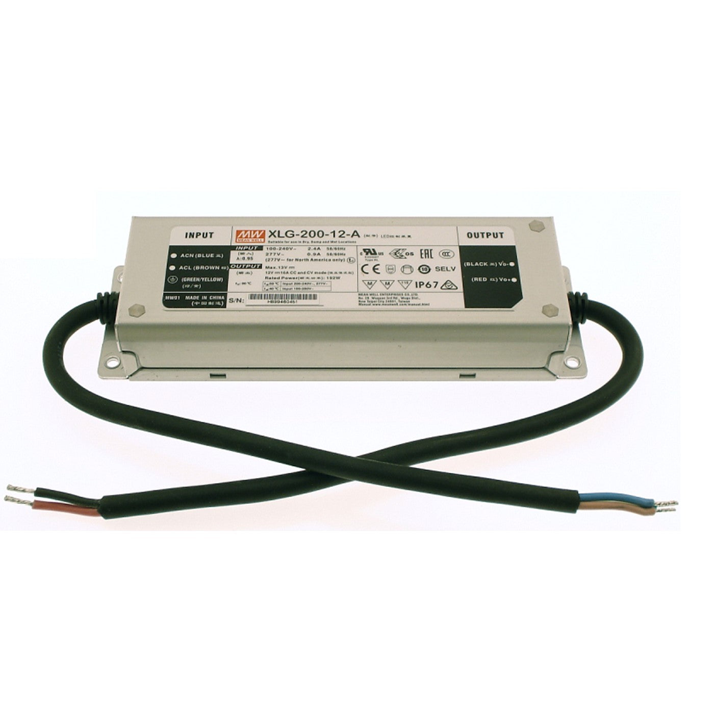 Mean well 12vx16.5a Constant Voltage + Constant Current Driver XLG-200I-12A IP67