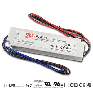 Mean well 12vx5a Constant Voltage Drivers LPV-60-12 IP67