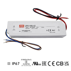 Mean well 12vx8.3a Constant Voltage Drivers LPV-100-12 IP67