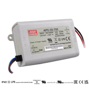 Mean well 15-50vx0.7a Constant Current Drivers APC-35-700 IP42
