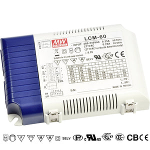 Mean well 2-90vx.5-1.4a Multiple-Stage Constant Current Dimmable Drivers LCM-60