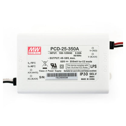Mean well 40-58vx0.35a Constant Current Dimmable Drivers PCD-25-350