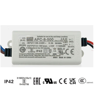 Mean well 8-16vx0.5a Constant Current Drivers APC-8-500 IP42