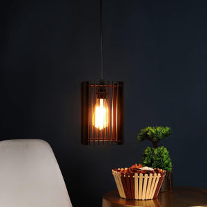 Brown Metal Hanging Light - MN-WOODEN-HL - Included Bulb