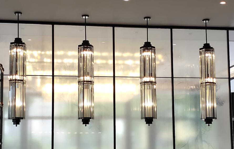 Fluted Crystal Column Pendant Chandelier – A Linear Statement for Bar & Display Counters